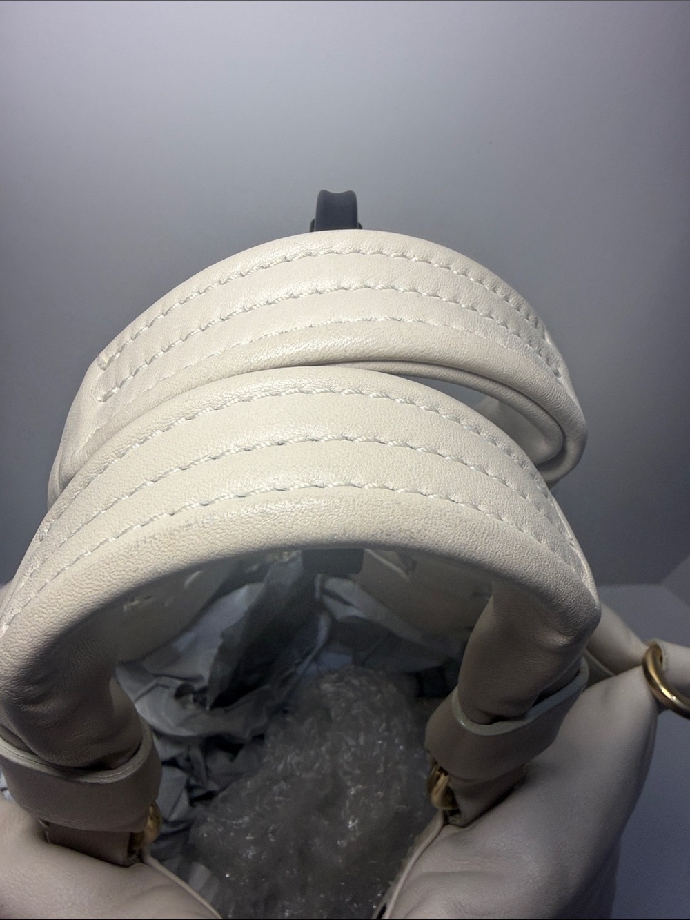 Moncler Amandine Borsa White Leather Puffer Satchel - Picture 8 of 15